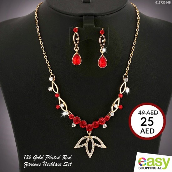 18K Glod Plated Red zarcous Necklace Set 19107